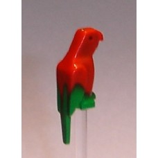 Part 2546p02 Green Bird with Parrot Marbled Red Pattern 